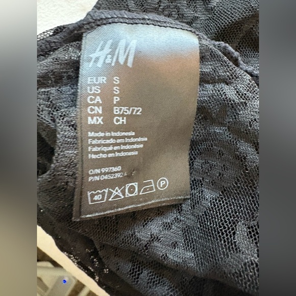 HM Black Lace Long Sleeve Body Suit Size S perfect whimsiegoth, romantic, femini - Picture 5 of 5